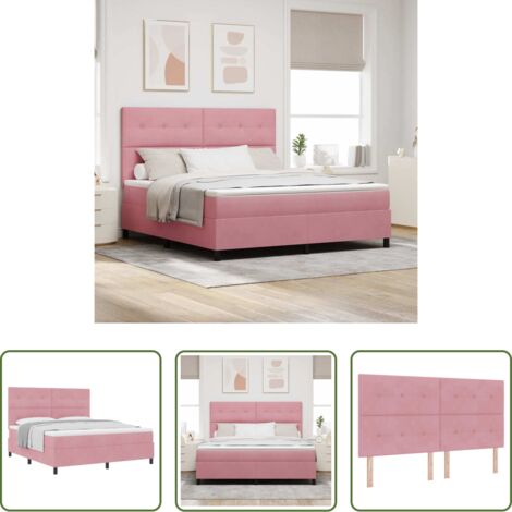 vidaXL Cama rosa -  Cama tipo Box Spring con colchón Rosa 180 x 200 cm Terciopelo