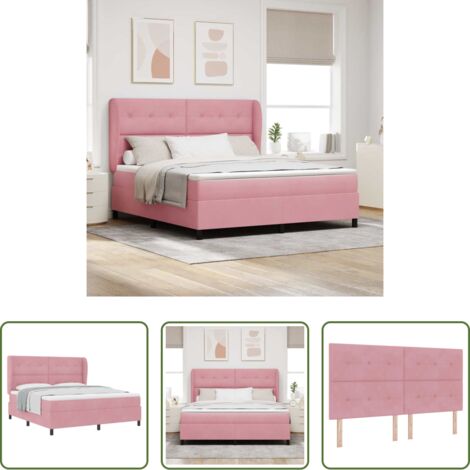 vidaXL Cama rosa -  Cama tipo Box Spring con colchón Rosa 200 x 180 cm Terciopelo