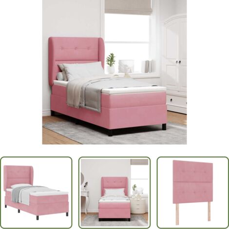 vidaXL Cama rosa -  Cama tipo Box Spring con colchón Rosa 200 x 80 cm Terciopelo