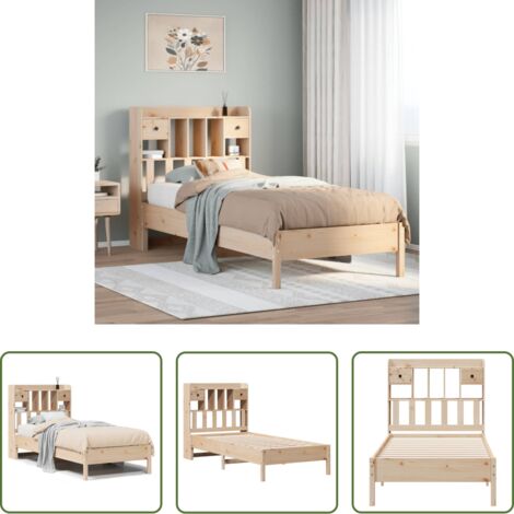 vidaXL Cama sin colchón -  Cama con estantería sin colchón madera maciza de pino 75x190 cm