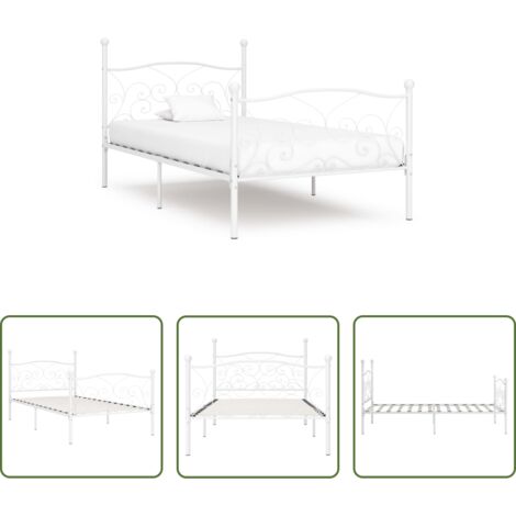 vidaXL Cama sin colchón -  Cama con somier sin colchón metal blanco 90x200 cm