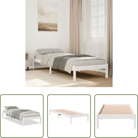 vidaXL Cama sin colchón -  Cama extralarga sin colchón madera maciza pino blanca 100x220cm