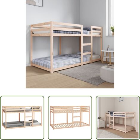 vidaXL Cama sin colchón -  Cama litera sin colchón madera maciza de pino 90x200 cm