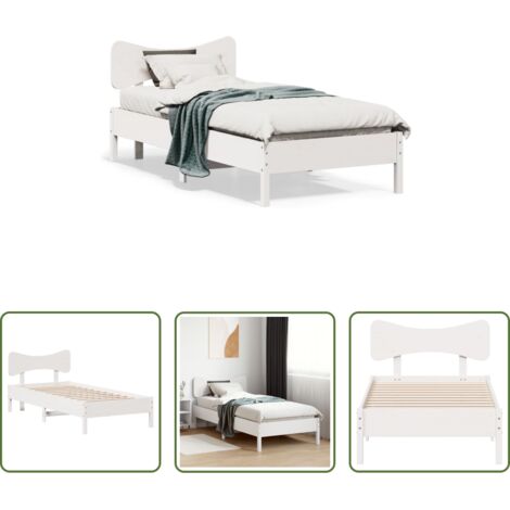 vidaXL Cama sin colchón -  Estructura cama sin colchón madera maciza pino blanca 100x200cm