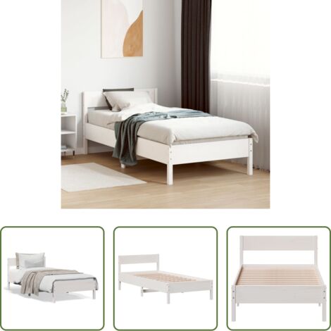 vidaXL Cama sin colchón -  Estructura cama sin colchón madera maciza pino blanca 100x200cm