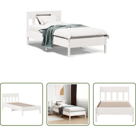 vidaXL Cama sin colchón -  Estructura cama sin colchón madera maciza pino blanca 100x200cm