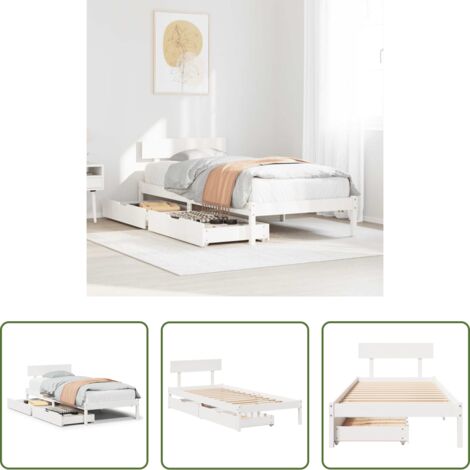 vidaXL Cama sin colchón -  Estructura cama sin colchón madera maciza pino blanca 100x200cm