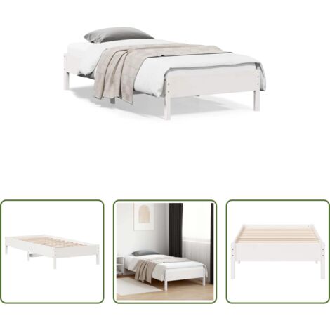 vidaXL Cama sin colchón -  Estructura cama sin colchón madera maciza pino blanca 100x200cm