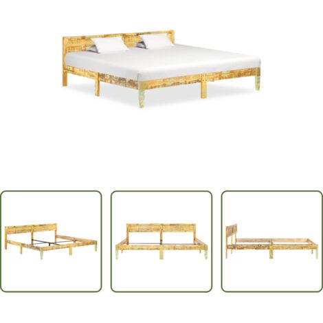 vidaXL Cama sin colchón -  Estructura cama sin colchón madera maciza reciclada 200x200 cm