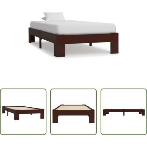 vidaXL Cama sin colchón -  Estructura cama sin colchón madera pino marrón oscuro 100x200cm