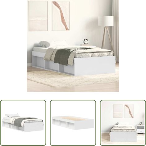 vidaXL Cama sin colchón -  Estructura de cama individual sin colchón blanco 75x190 cm