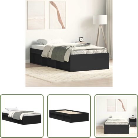 vidaXL Cama sin colchón -  Estructura de cama individual sin colchón negro 75x190 cm