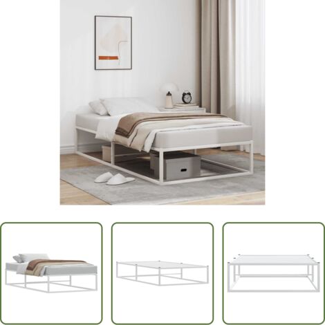vidaXL Cama sin colchón -  Estructura de cama sin colchón de metal blanco 100x200 cm