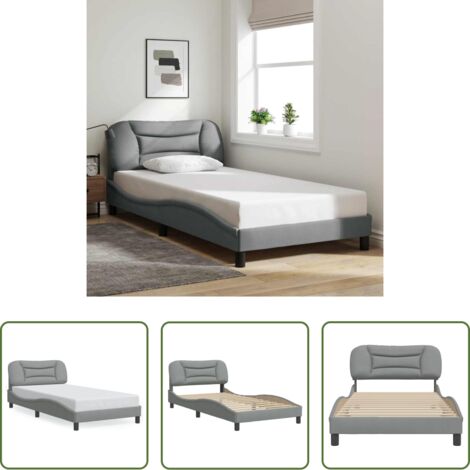 vidaXL Cama sin colchón -  Estructura de cama sin colchón Hvar tela gris claro 90x200 cm