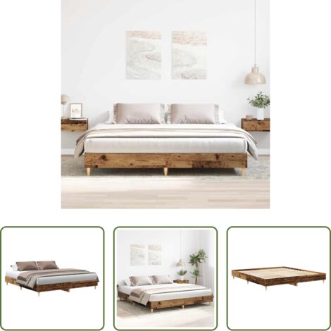 vidaXL Cama sin colchón -  Estructura de cama sin colchón madera antigua 180x200 cm