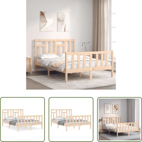 vidaXL Cama sin colchón -  Estructura de cama sin colchón madera de pino blanca 140x200 cm