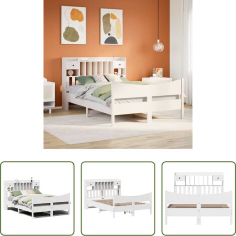 vidaXL Cama sin colchón -  Estructura de cama sin colchón madera de pino blanca 150x200 cm