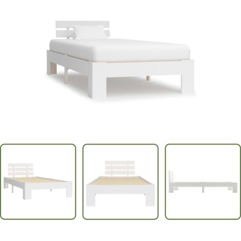 vidaXL Cama sin colchón -  Estructura de cama sin colchón madera de pino blanco 100x200 cm