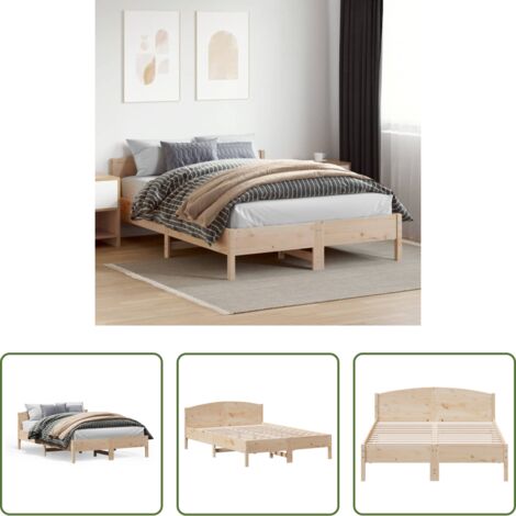 vidaXL Cama sin colchón -  Estructura de cama sin colchón madera de pino blanco 150x200 cm