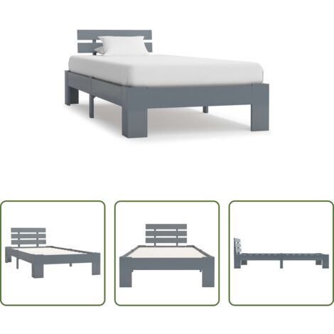 vidaXL Cama sin colchón -  Estructura de cama sin colchón madera de pino gris 100x200 cm