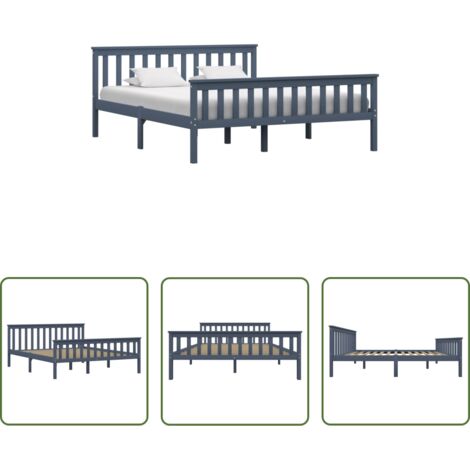 vidaXL Cama sin colchón -  Estructura de cama sin colchón madera de pino gris 160x200 cm