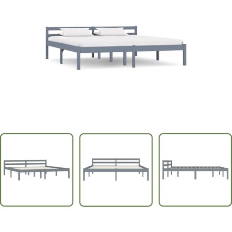 vidaXL Cama sin colchón -  Estructura de cama sin colchón madera de pino gris 160x200 cm