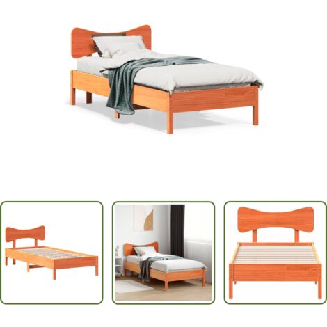 vidaXL Cama sin colchón -  Estructura de cama sin colchón madera de pino marrón 90x200 cm
