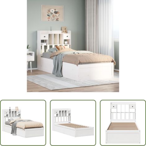 vidaXL Cama sin colchón -  Estructura de cama sin colchón madera maciza blanca 75x190 cm
