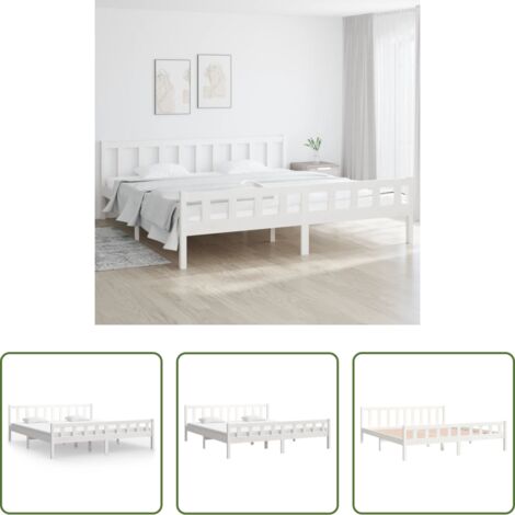 vidaXL Cama sin colchón -  Estructura de cama sin colchón madera maciza blanco 160x200 cm