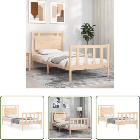 vidaXL Cama sin colchón -  Estructura de cama sin colchón madera maciza de pino 100x200 cm