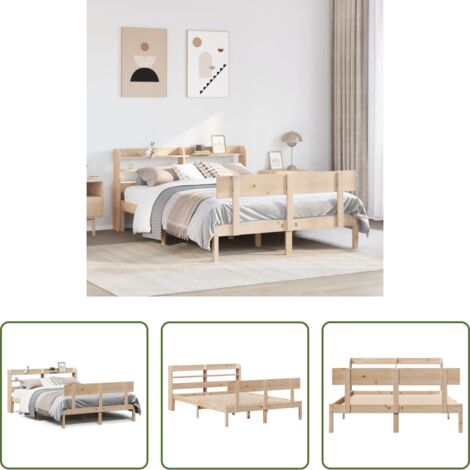 vidaXL Cama sin colchón -  Estructura de cama sin colchón madera maciza de pino 120x190 cm