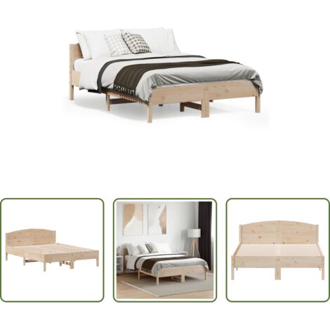 vidaXL Cama sin colchón -  Estructura de cama sin colchón madera maciza de pino 135x190 cm