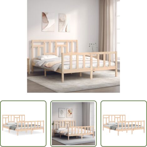 vidaXL Cama sin colchón -  Estructura de cama sin colchón madera maciza de pino 160x200 cm