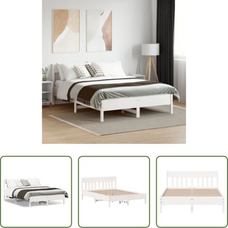 vidaXL Cama sin colchón -  Estructura de cama sin colchón madera maciza de pino 160x200 cm