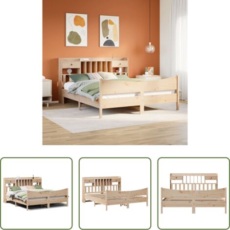 vidaXL Cama sin colchón -  Estructura de cama sin colchón madera maciza de pino 180x200 cm