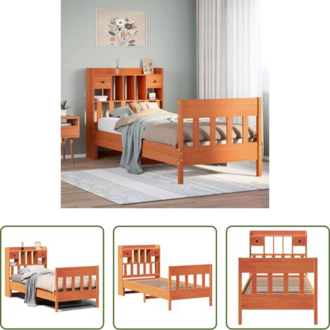 vidaXL Cama sin colchón -  Estructura de cama sin colchón madera maciza marrón 75x190 cm