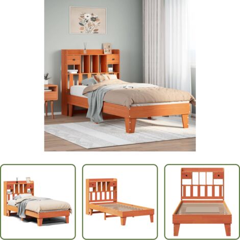 vidaXL Cama sin colchón -  Estructura de cama sin colchón madera maciza marrón 75x190 cm