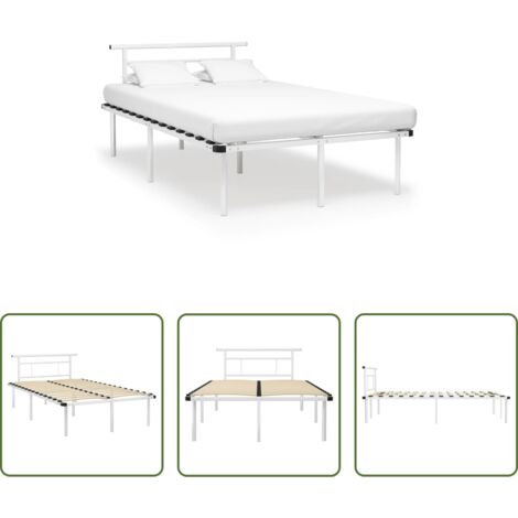 vidaXL Cama sin colchón -  Estructura de cama sin colchón metal blanco 120x200 cm