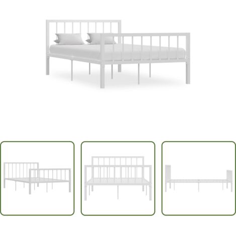 vidaXL Cama sin colchón -  Estructura de cama sin colchón metal blanco 120x200 cm