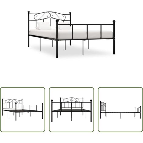 vidaXL Cama sin colchón -  Estructura de cama sin colchón metal negro 120x200 cm