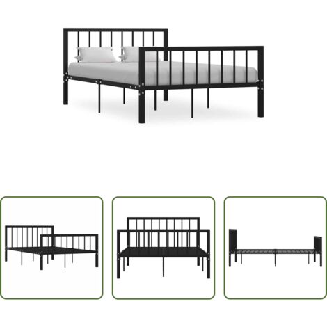 vidaXL Cama sin colchón -  Estructura de cama sin colchón metal negro 120x200 cm