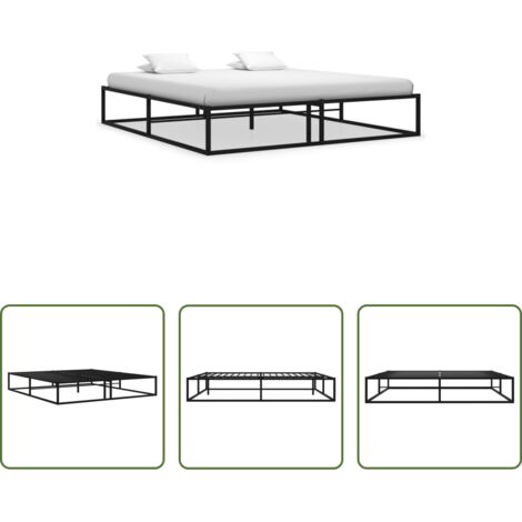 vidaXL Cama sin colchón -  Estructura de cama sin colchón metal negro 160x200 cm