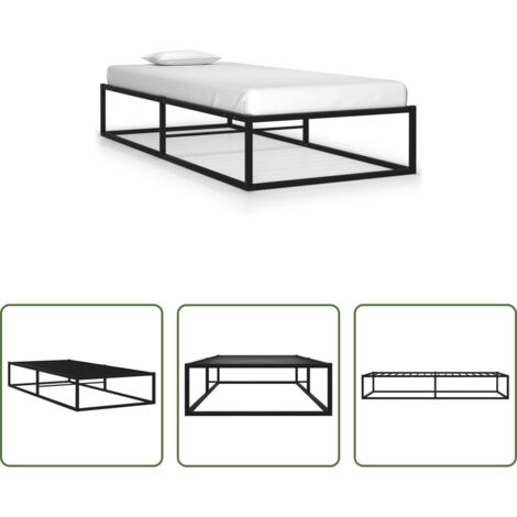 vidaXL Cama sin colchón -  Estructura de cama sin colchón metal negro 90x200 cm