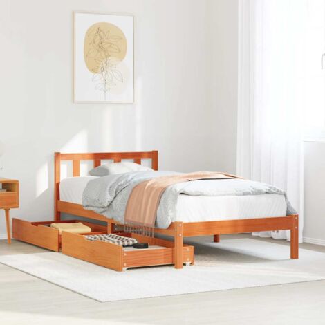 vidaXL Cama sin colchón madera maciza de pino marrón cera 100x200 cm