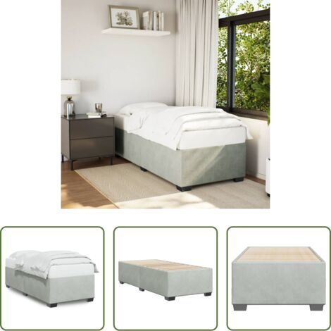 vidaXL Cama terciopelo -  Estructura de cama sin colchón terciopelo gris claro 90x200 cm