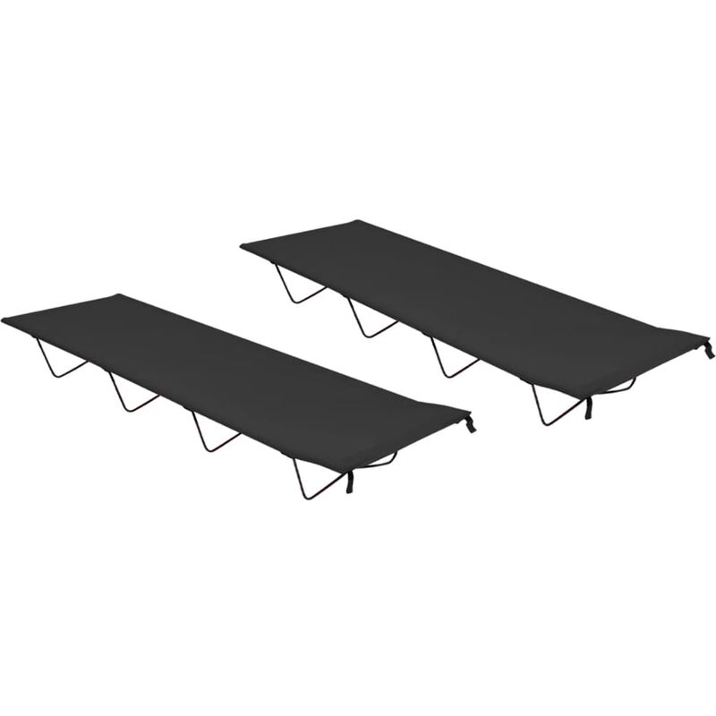 

vidaXL Camas de camping 2 uds tela Oxford y acero negro 180x60x19 cm - Negro