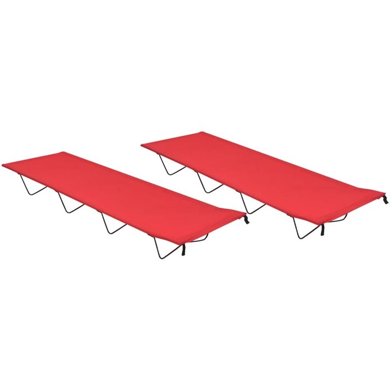 

Camas de camping 2 uds tela Oxford y acero rojo 180x60x19 cm - Rojo - Vidaxl