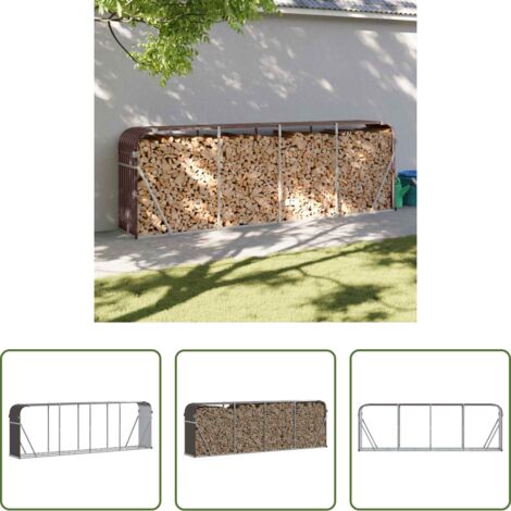 vidaXL Camino -  Portaceppi Marrone 300x45x100 cm in Acciaio Zincato