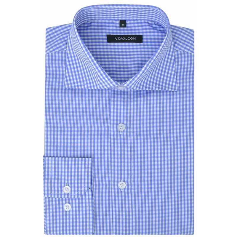 

Camisa de vestir de hombre a cuadros blanca y azul claro S - Azul - Vidaxl
