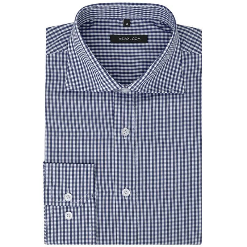 

Camisa de vestir de hombre a cuadros blanca y azul claro S - Azul - Vidaxl